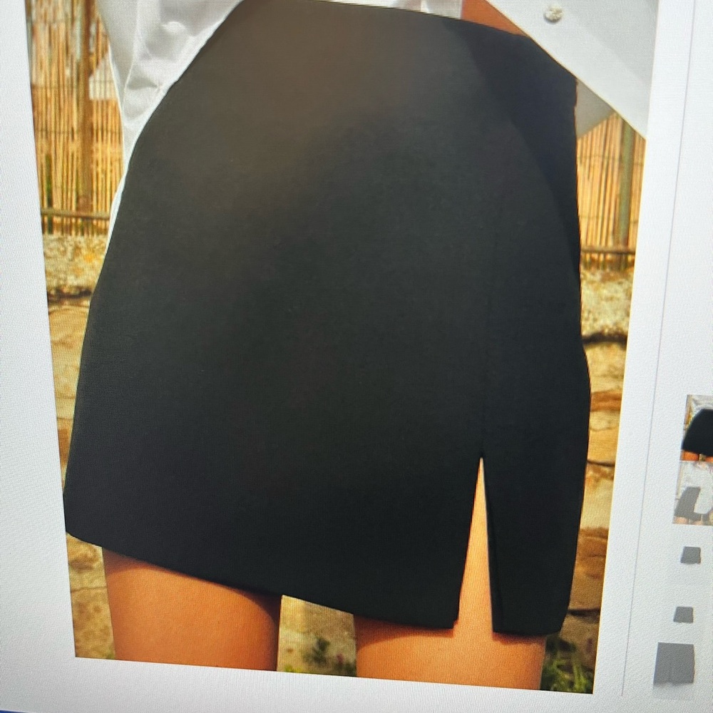 Zara Black Asymmetric Mini Skort with Side Slit